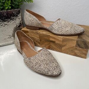 Madewell Marisa Spotted Calf Hair d'Orsay Flats‎ Pointed Toe Cream Black  Size 6